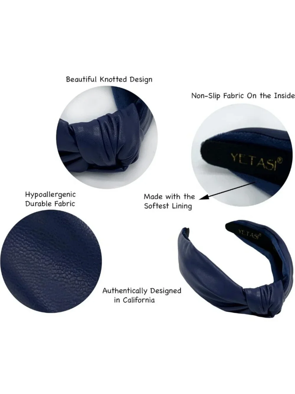 Trendy Navy Blue Knotted Headband for Women | All-Day Wear, Fashion Accessory